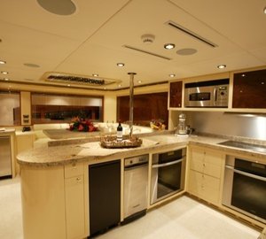 Ship's Galley On Yacht WORLD IS NOT ENOUGH