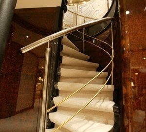 Stairway Aboard Yacht WORLD IS NOT ENOUGH