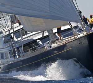 Ship's Bow: Yacht ANDROMEDA LA DEA's Cruising Captured