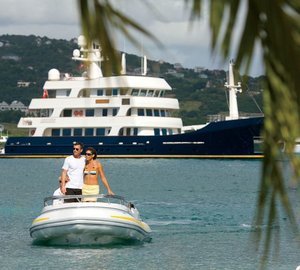 Overview Including Ship's Tender Aboard Yacht BIG ARON