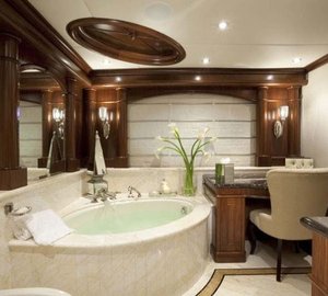 Hers: Yacht WHEELS's Main Master Bath Captured