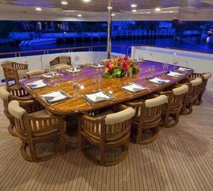 Premier Aft Deck Eating/dining On Board Yacht WHEELS