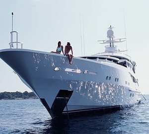 Ship's Bow On Yacht LAZY Z