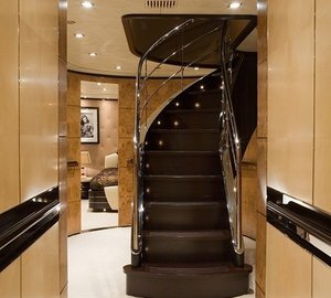 Lower Stairway On Board Yacht SELENE