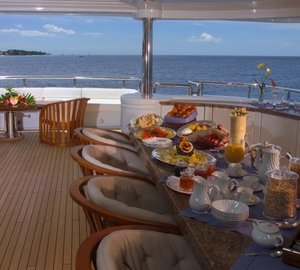 Premier Aft Deck Breakfast Drinks Bar On Board Yacht APOGEE