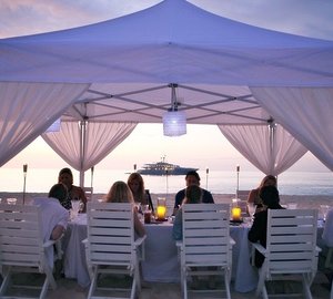 Sunset Dusk: Yacht APOGEE's Beach Eating/dining Captured