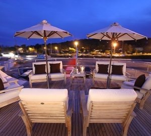 Evening: Yacht LIONSHARE's Sun Deck Pictured