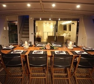 Outdoor Eating/dining Upon Top Deck Aboard Yacht LIONSHARE