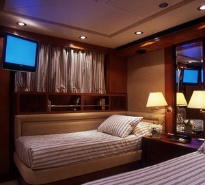 Blue Twin Bed Cabin On Yacht OURANOS TOO