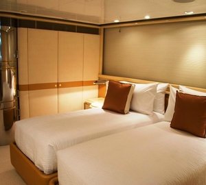 Red Twin Bed Cabin Aboard Yacht MAVERICK II