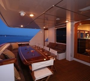 Evening: Yacht DAYDREAM's Aft Deck Eating/dining Captured