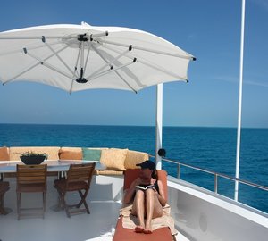 Sun Deck Umbrella On Yacht AT LAST