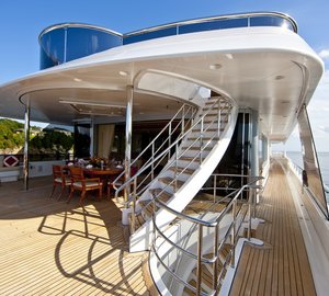 Deck Stairway On Board Yacht BLUE MOON