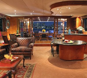Saloon With Drinks Bar On Board Yacht KAYANA