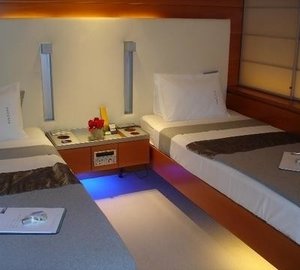 Beds: Yacht PHOENIX's Twin Bed Cabin Captured