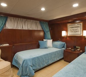 Blue Twin Bed Cabin Aboard Yacht SIRAHMY