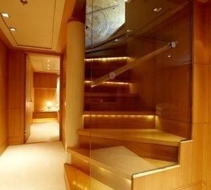 Staircase Leading To Premier Deck Aboard Yacht ALKHOR