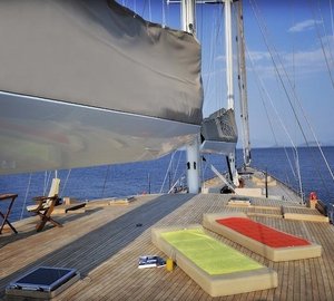 Fore Deck Sun Beds On Board Yacht REGINA