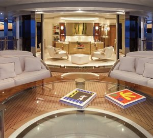 Sunset Dusk: Yacht SYCARA V's Sun Deck Pictured