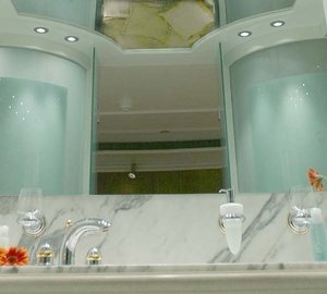 Mirror: Yacht ELEGANT 007's Guest's Bath Pictured