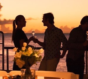 Sunset Dusk Drinks On Board Yacht ELEGANT 007