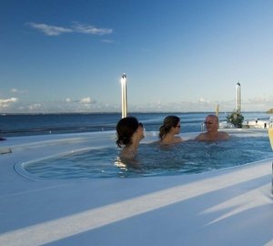 Champaign Glass: Yacht ELEGANT 007's Jacuzzi Pool Pictured