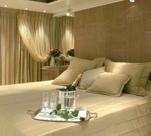 Champaign Glass: Yacht ELEGANT 007's Guest's Cabin Pictured