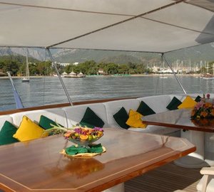 Covered Eating/dining Furniture: Yacht LADYSHIP's Top Deck Captured