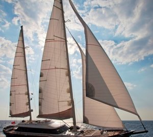 With Full Sail On Board Yacht INFINITY