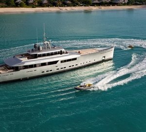 From Above Aspect Including Ship's Tenders On Board Yacht EXUMA