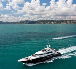 From Above Including Ship's Tender On Board Yacht LIBERTY