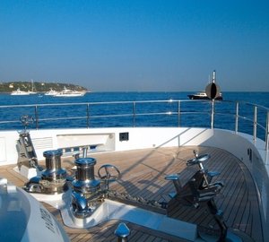 Ship's Bow On Yacht OXYGEN