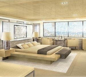 Main Master Cabin: Yacht LA PELLEGRINA's Artist Rendering Captured