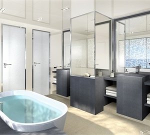 Main Master Bath: Yacht LA PELLEGRINA's Artist Rendering Captured