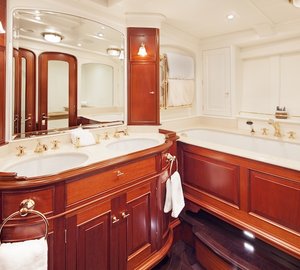25 Onwers bathroom - sailing yacht Kamaxitha - Photo by Cory Silken