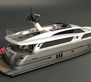 26m superyacht Continental III in stardust silver - aft view