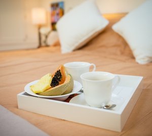 34 Royal Huisman Sailing Yacht Pumula - Owners Cabin refreshment - Photo by Cory Silken