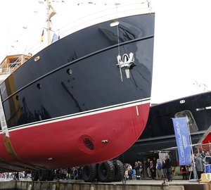 38m classic yacht TARANSAY (FR029) ready to hit the water at Rossinavi in Viareggio
