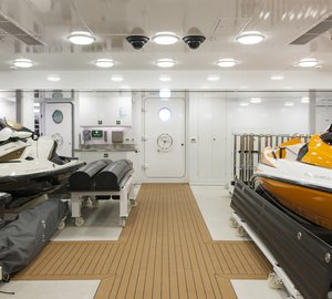 88m mega yacht Quattroelle - Tender Garage Photo by Klaus Jordan
