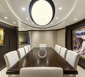 AY46 luxury yacht MONDANGO 3 - Dining Room Image by Chris Lewis