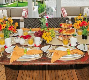 Al Fresco dining on board Triumphant Lady Superyacht