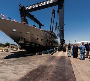 Canados 120 motor yacht Far Away at launch Photo Credit AB Photodesign