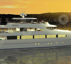 Curvelle 33X9 Catamaran at sunset