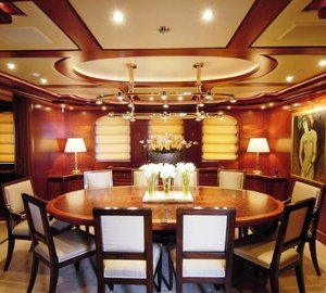 Dining room - sailing yacht Athena - one of the largest charter yachts in the world