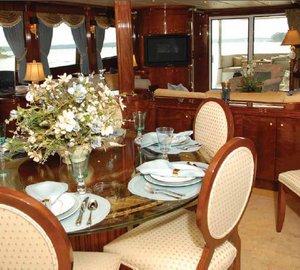 Dining Room on the Prestige Lady Superyacht