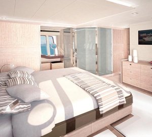 Ferretti 720 super yacht owner suite
