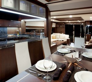 Galeon 780 Crystal motoryacht Queen Ekatierina Main deck dining area and galley 001