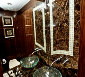 Head aboard luxury yacht Donna Marie by Hargrave