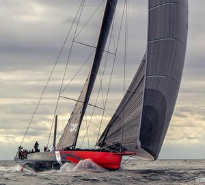 Hodgdon Yacht Comanche under sea trials - Photo by George Bekris via Scuttlebut Sailing News