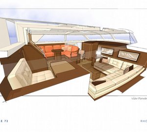 Interior of Bougainville yacht designed by Rhoades Young - Saloon View Forward-001